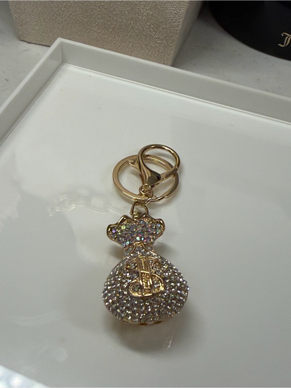 Gold Crystal Money Bag Keychain - Sparkling Charm